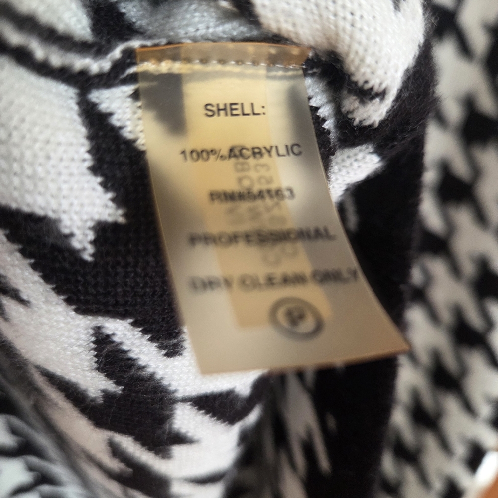 NWT CALVIN KLEIN BLACK/WHITE HOUNDSTOOTH KNIT SLEEVELESS SHEATH DRESS SIZE SMALL - Picture 6 of 7